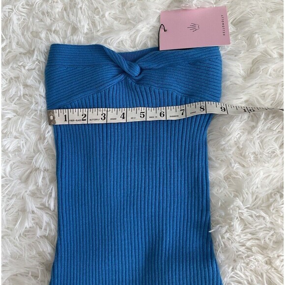 Hello Molly Womans Small Blue Ribbed Halter Bodycon Side Slit Dress NEW W/TAGS - Picture 8 of 10